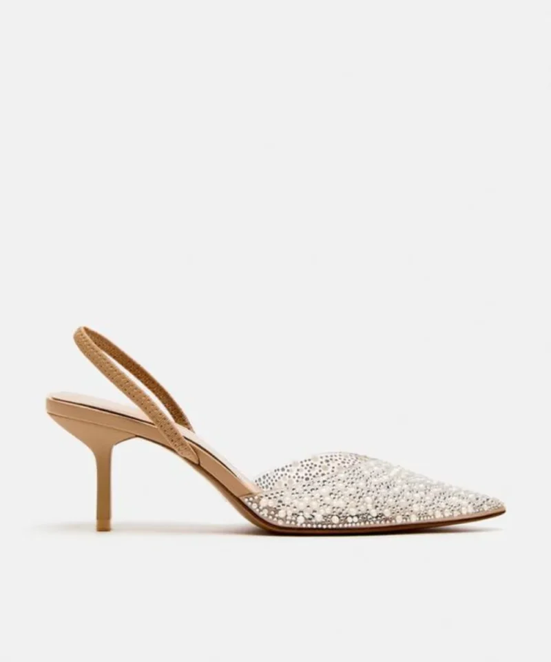 Zapato Tacón Destalonado Perlas - Imagen 4