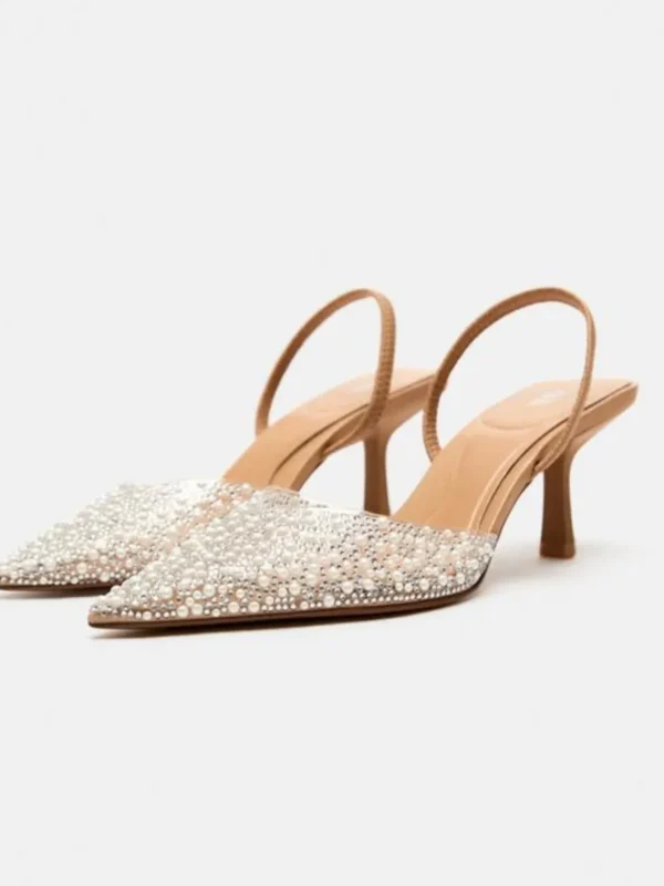 Zapato Tacón Destalonado Perlas