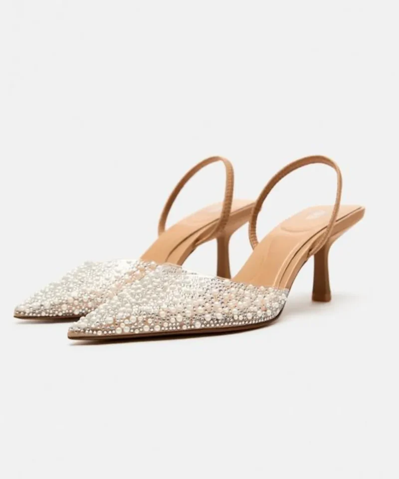 Zapato Tacón Destalonado Perlas